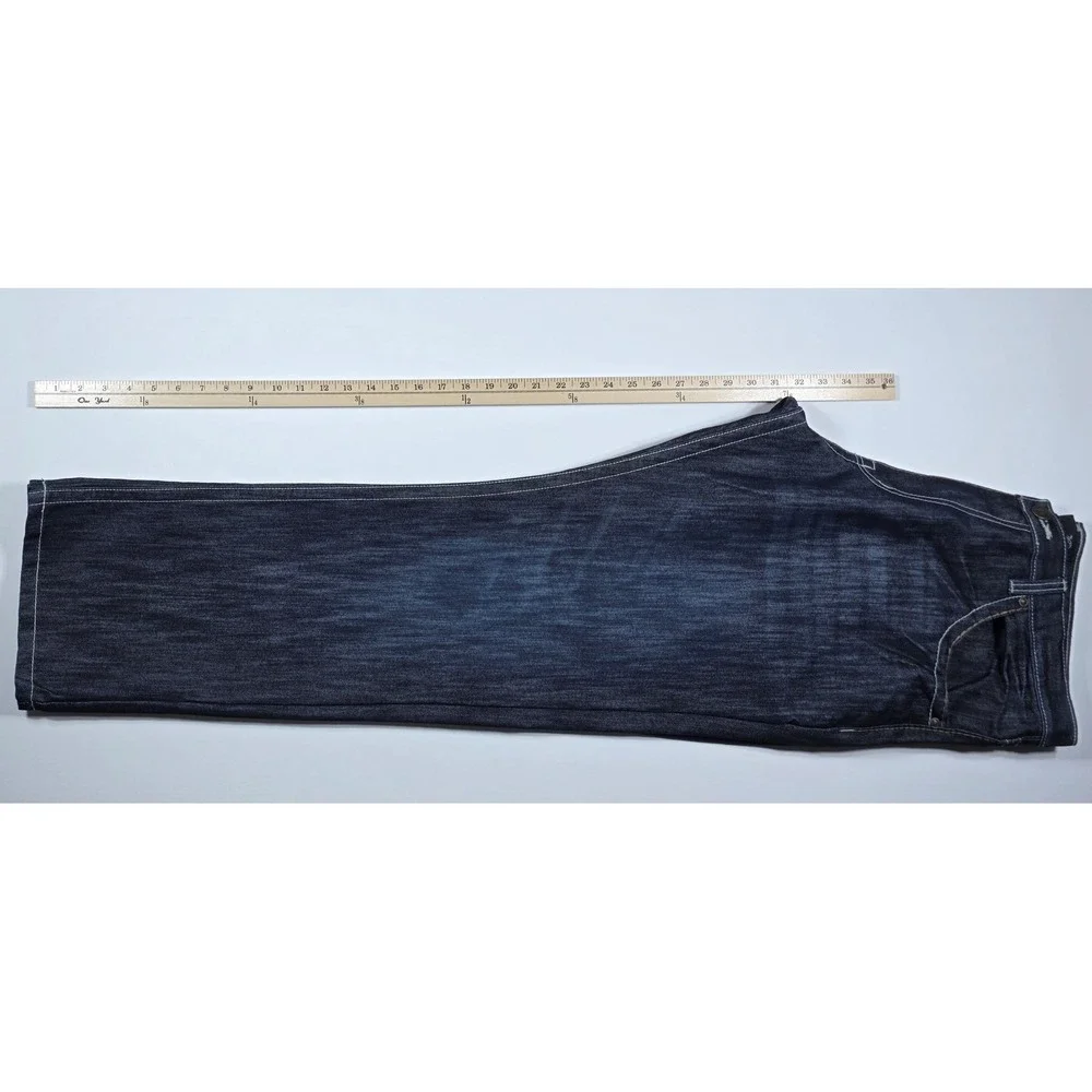 Brooklyn Xpress Mens Straight Leg Jeans Dark Wash Blue Denim W38 L32 Y2K Style